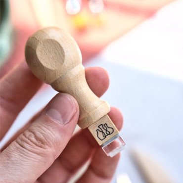 Mini pottery signature stamp with vase illustration, small ceramic maker mark for handmade pottery