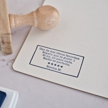 Custom stamp for gifting books, personalized book lover stamp with message and stars, reader gift idea