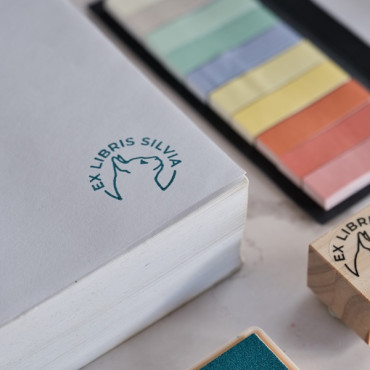 Custom animal ex libris stamp with name – minimalist cat, dog or dragon book stamp – personalized library stamp