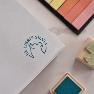 Custom book stamp with animal and name – minimalist ex libris stamp – gift for readers and book collectors