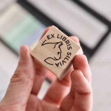 Personalized ex libris stamp with your favorite animal – cat, dog, llama or dragon book stamp for libraries