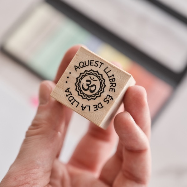 Custom chakra book stamp personalized ex libris, spiritual rubber stamp with name for journaling and books
