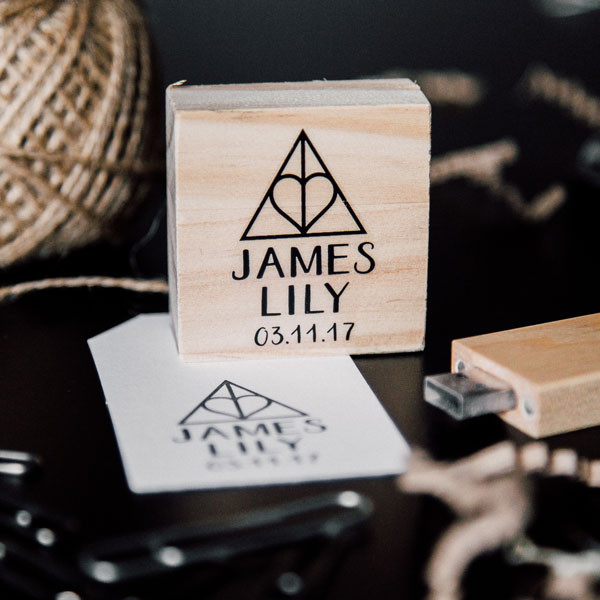 Custom themed wedding stamp "Wedding Hallows"