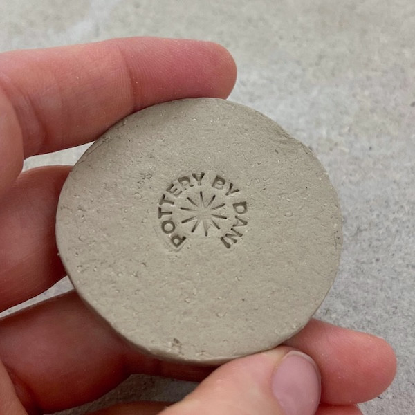 Custom pottery stamp with name and sun star, personalized ceramic maker mark for handmade clay pieces