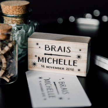 Geeky wedding custom stamp Magic wand
