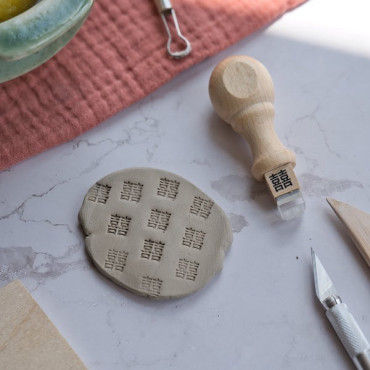 Double happiness Chinese character stamp, ceramic clay tool, pottery decoration, wedding favor stamp DIY