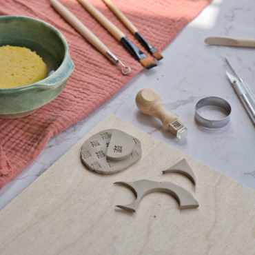Fu Chinese ideogram stamp for ceramics, symbol of blessing and good fortune for clay and polymer projects
